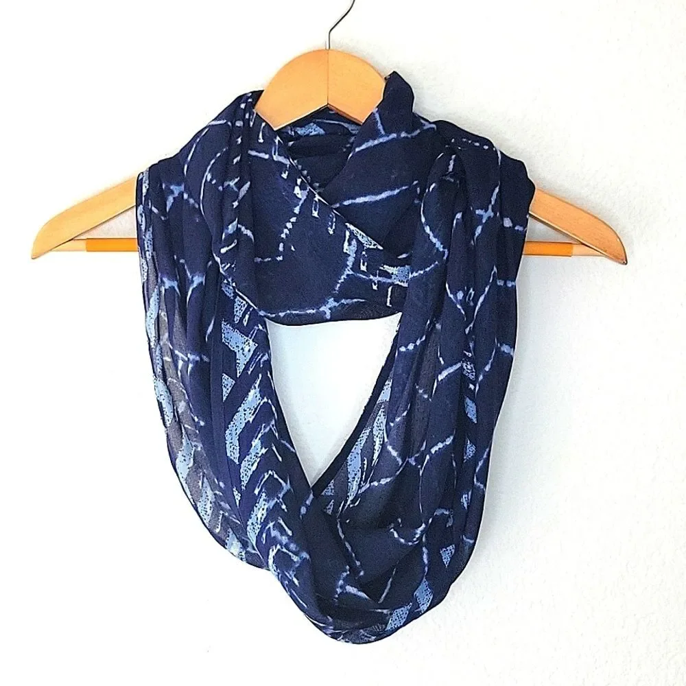 CECIL Blue Cream Lightweight Casual Infinity Scarf OS